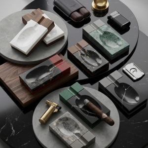 Marble & Wood Cigar Ashtray
